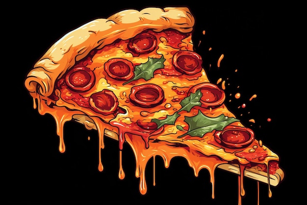 Hand drawn pizza piece