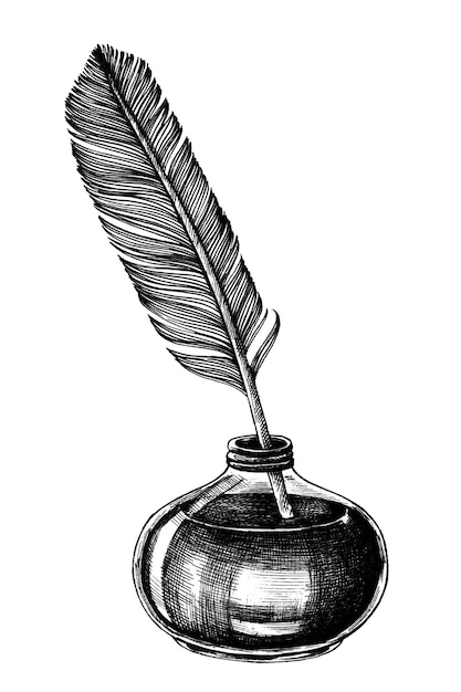 hand drawn quill pen design element