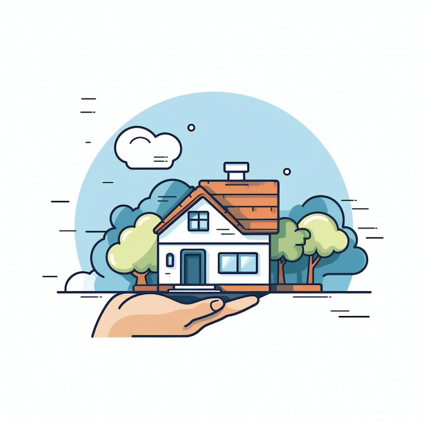 ручной рисунок недвижимости плоский минималистский логотип икона