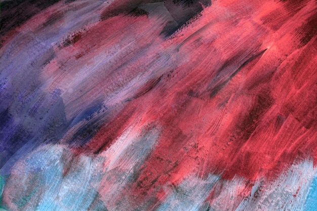 Нарисованная рукой текстура красной синей фиолетовой акриловой картины маслом