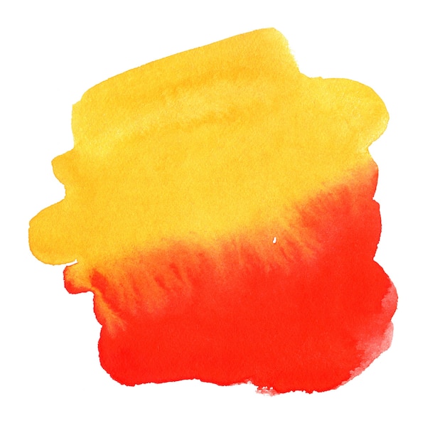 Hand drawn red and yellow watercolor spot Abstract watercolor background