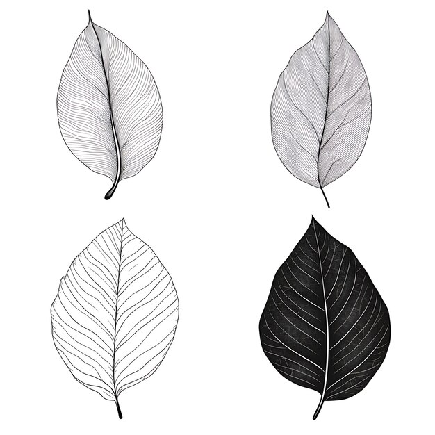 Foto redbud leaf disegnato a mano contorno colore nero su sfondo bianco contorno minimalista semplice