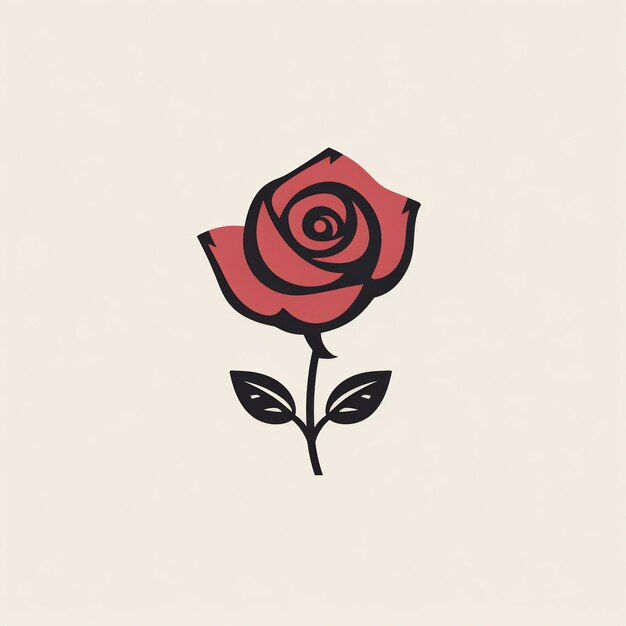 Photo hand drawn rose flat minimalist logo