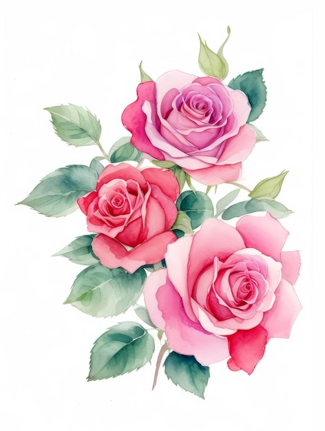 Foto illustrazione di rose disegnata a mano acquerello fiori acquerello clipart