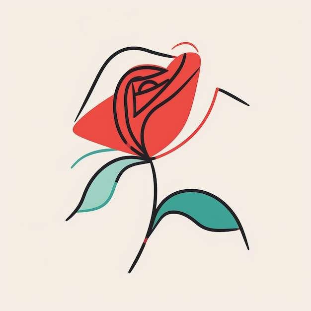 Photo hand drawn rose vector illustration red rose on white background