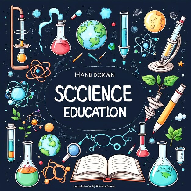 Photo hand drawn science education background