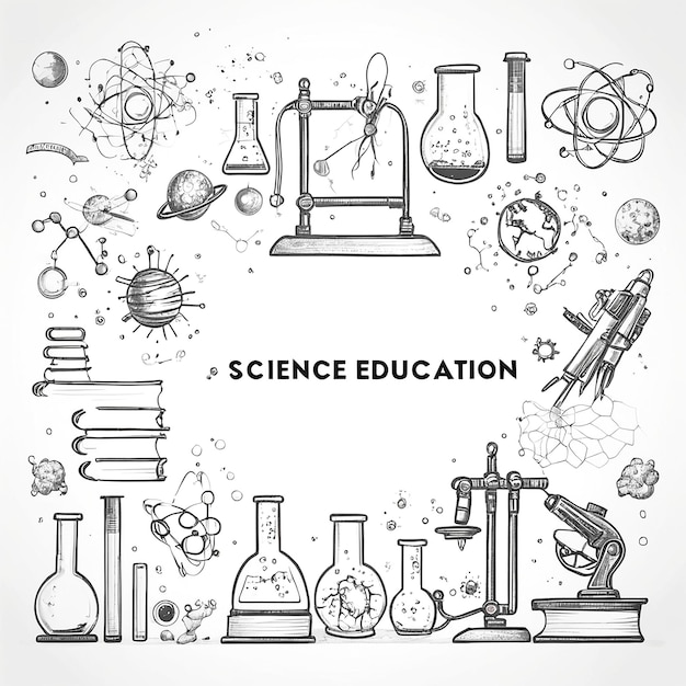 Photo hand drawn science education background