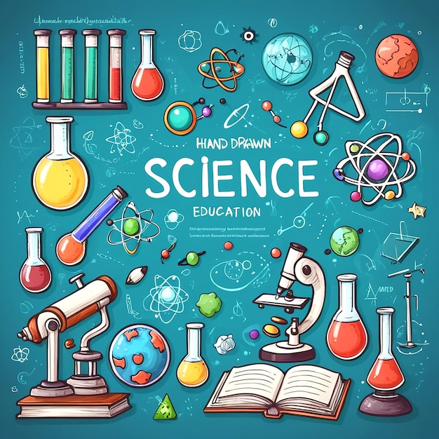 Photo hand drawn science education background