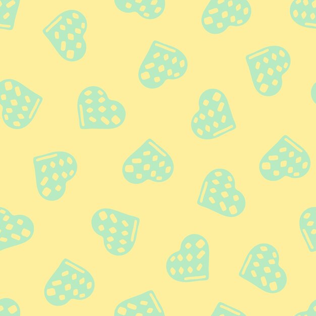 Hand drawn seamless patterns with hearts in doodle style