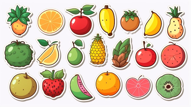 Foto immagine di illustrazione vettoriale di frutta colorata disegnata a mano arte generata ai