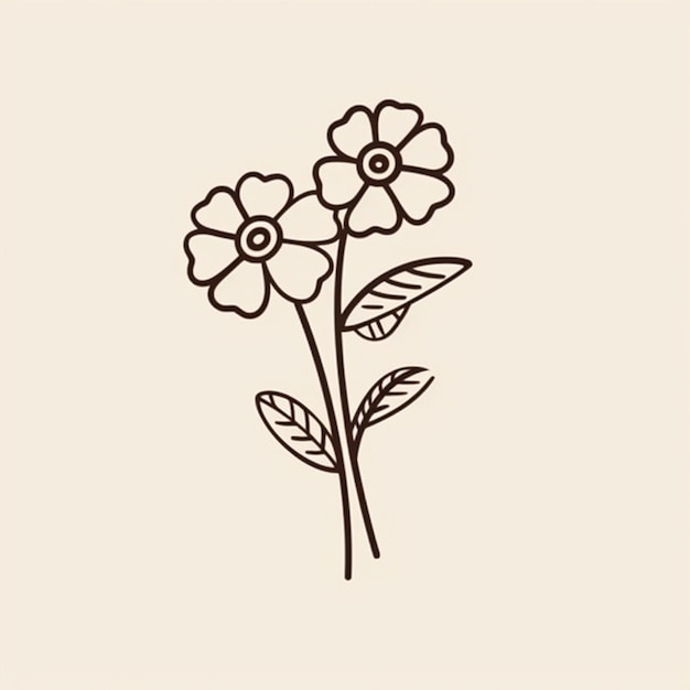 Hand drawn simple flower outline illustration coloring book