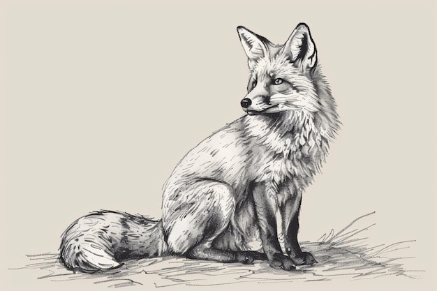 Photo a hand drawn sketch of a fox in a wild animal illustration