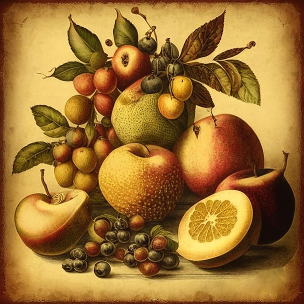 Ручно нарисованный эскиз в винтажном стиле фрукты и ягоды