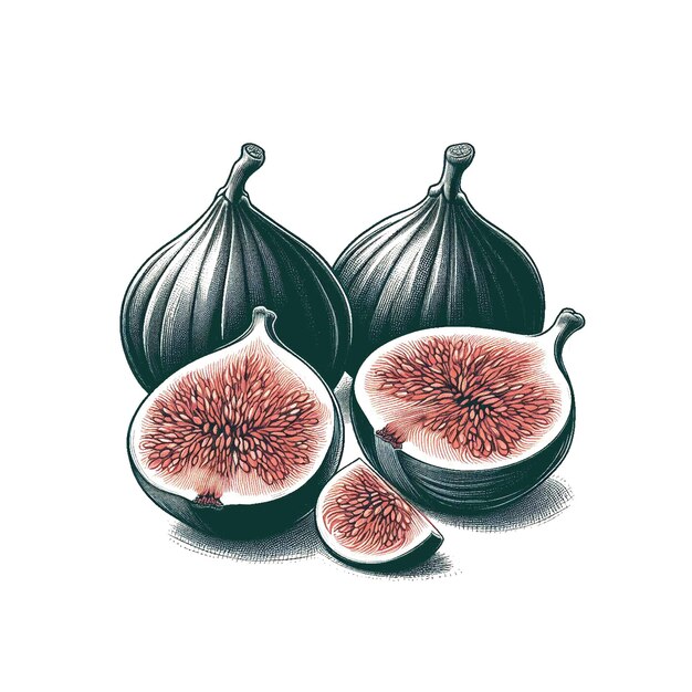 Photo hand drawn sliced figs vector illustration