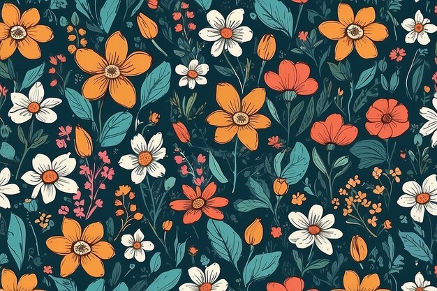 手描きの小さな花のパターンデザイン