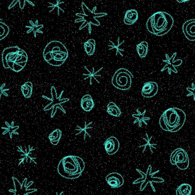 Hand Drawn Snowflakes Christmas Seamless Pattern. Subtle Flying Snow Flakes on chalk snowflakes Background. Actual chalk handdrawn snow overlay. Overwhelming holiday season decoration.