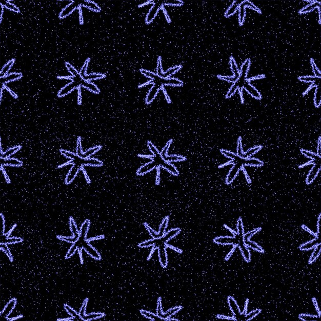 Hand Drawn Snowflakes Christmas Seamless Pattern. Subtle Flying Snow Flakes on chalk snowflakes Background. Admirable chalk handdrawn snow overlay. Amusing holiday season decoration.