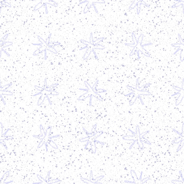 Hand Drawn Snowflakes Christmas Seamless Pattern. Subtle Flying Snow Flakes on chalk snowflakes Background. Adorable chalk handdrawn snow overlay. Tempting holiday season decoration.