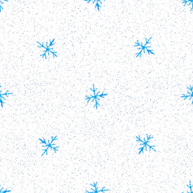 Ручной обращается снежинки Рождество бесшовный фон. Тонкие летающие снежинки на фоне меловых снежинок. Соблазнительное нарисованное вручную наложение снега мелом. Ослепительное украшение праздничного сезона.