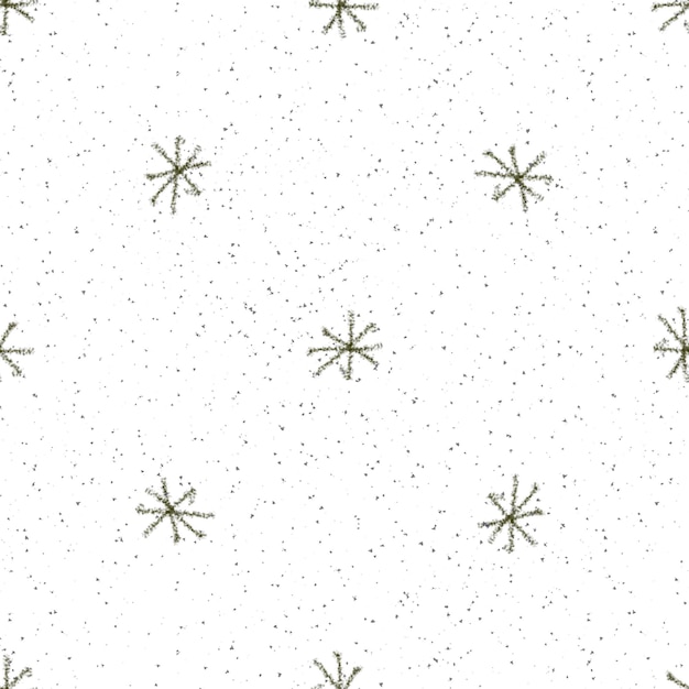 Hand Drawn Snowflakes Christmas Seamless Pattern. Subtle Flying Snow Flakes on chalk snowflakes Background. Amazing chalk handdrawn snow overlay. Stunning holiday season decoration.