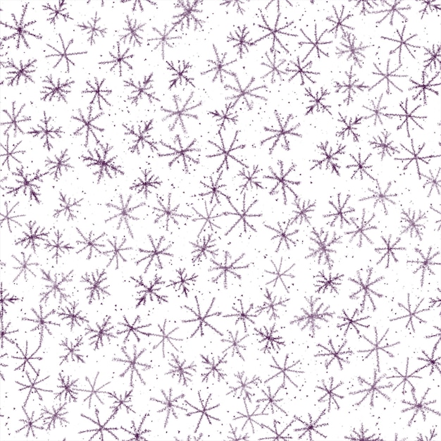 Hand Drawn Snowflakes Christmas Seamless Pattern. Subtle Flying Snow Flakes on chalk snowflakes Background. Astonishing chalk handdrawn snow overlay. Awesome holiday season decoration.
