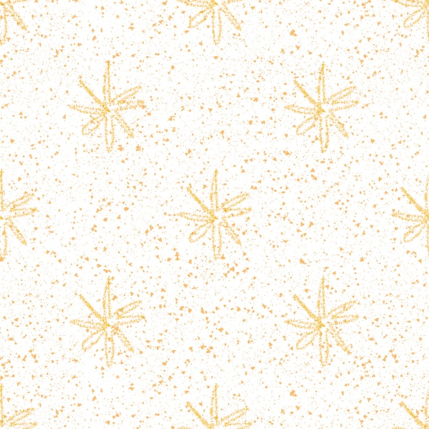 Hand Drawn Snowflakes Christmas Seamless Pattern. Subtle Flying Snow Flakes on chalk snowflakes Background. Astonishing chalk handdrawn snow overlay. Indelible holiday season decoration.