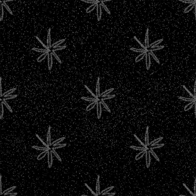 Hand Drawn Snowflakes Christmas Seamless Pattern. Subtle Flying Snow Flakes on chalk snowflakes Background. Authentic chalk handdrawn snow overlay. Nice holiday season decoration.