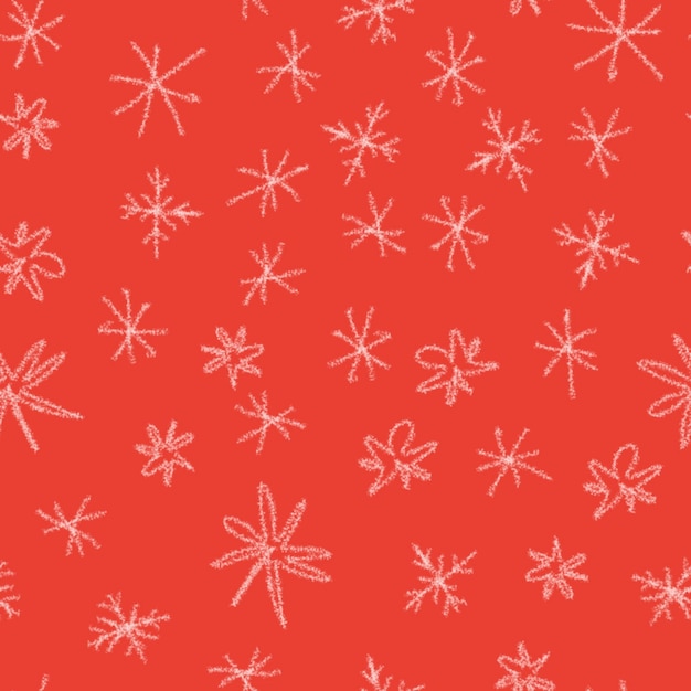 Hand Drawn Snowflakes Christmas Seamless Pattern. Subtle Flying Snow Flakes on chalk snowflakes Background. Beauteous chalk handdrawn snow overlay. Fair holiday season decoration.