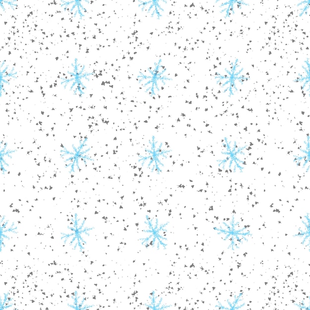 Фото Ручной обращается снежинки рождество бесшовные модели. тонкие летающие хлопья снега на фоне снежинок мела. живой мел, нарисованный вручную снегом. выдающееся украшение курортного сезона.