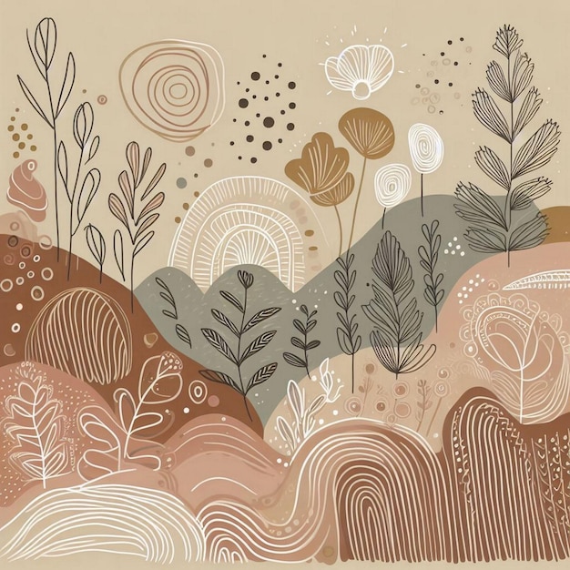 Hand drawn soft earth tones background