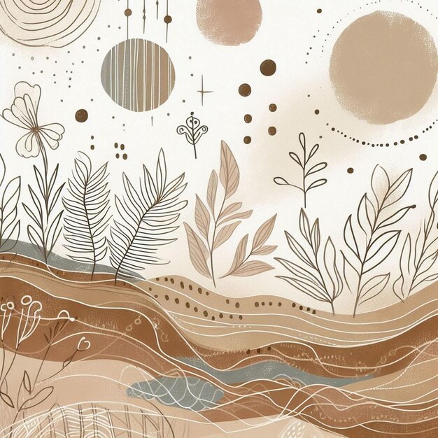 Photo hand drawn soft earth tones background