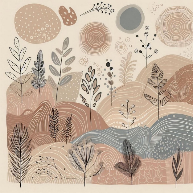 Hand drawn soft earth tones background