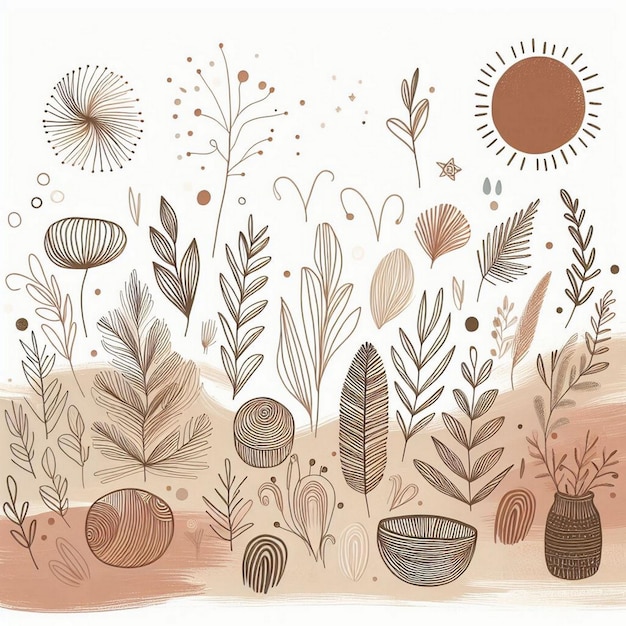 Hand drawn soft earth tones background