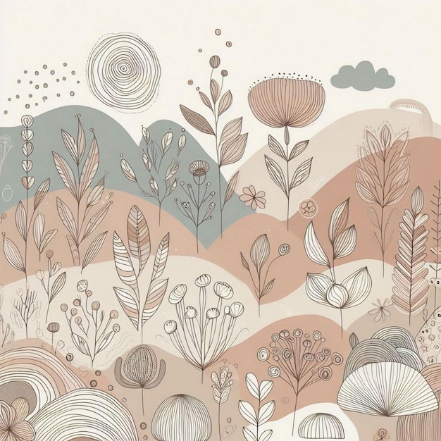 Photo hand drawn soft earth tones background