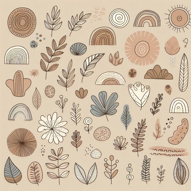 Photo hand drawn soft earth tones background