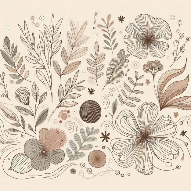 Photo hand drawn soft earth tones background