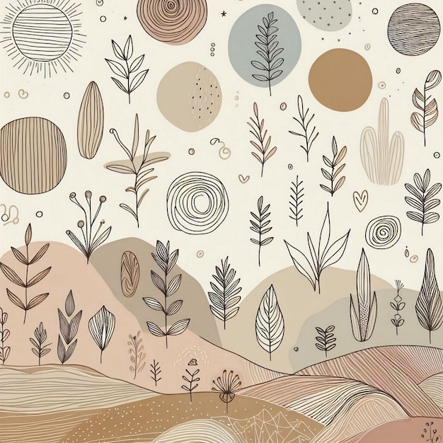 Hand drawn soft earth tones background