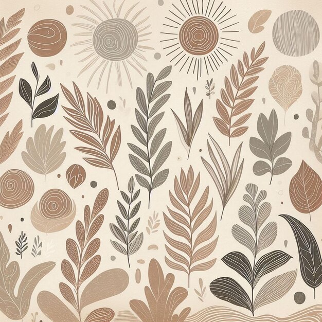 Photo hand drawn soft earth tones background