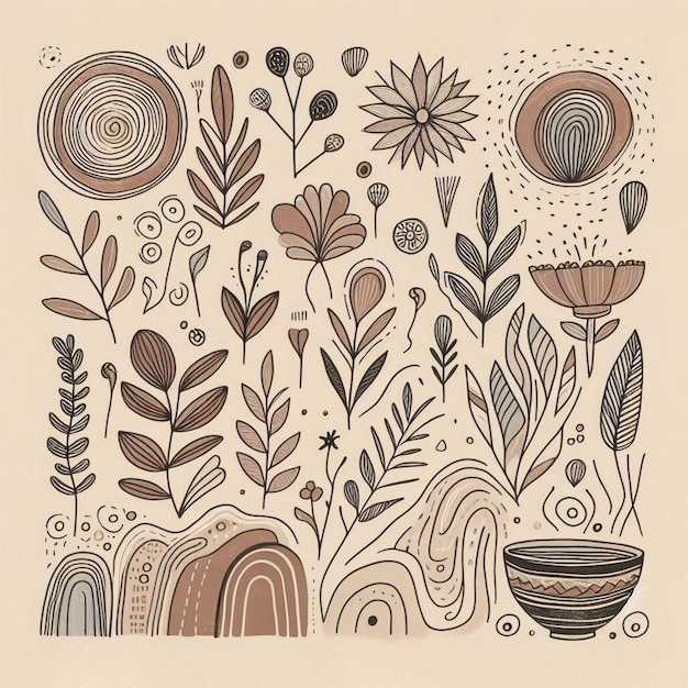 Hand drawn soft earth tones background