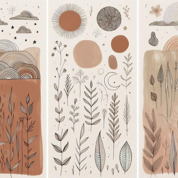 Photo hand drawn soft earth tones background