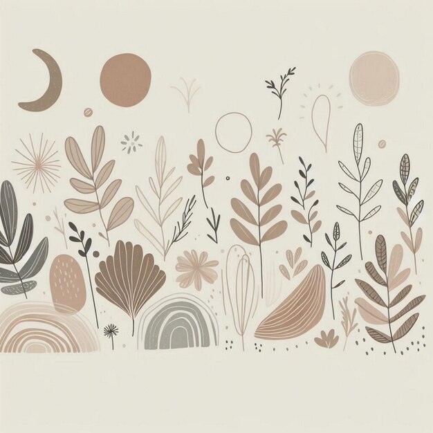 Photo hand drawn soft earth tones background