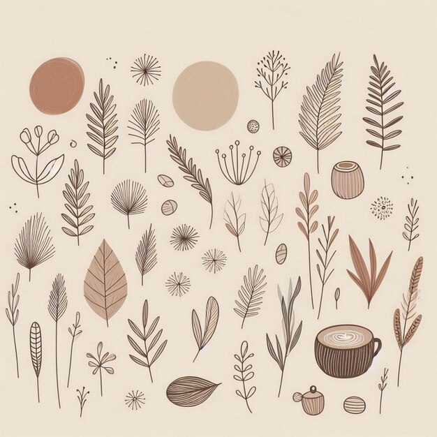 Photo hand drawn soft earth tones background