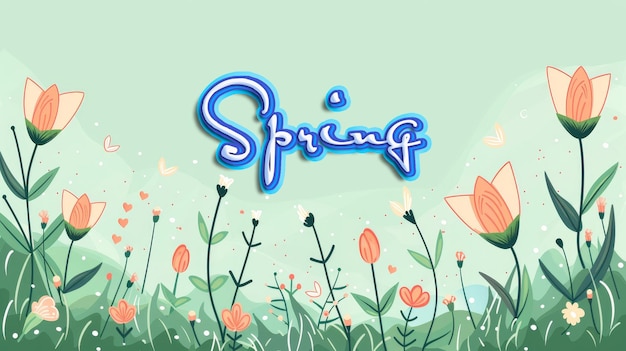 Hand drawn spring background with copy space