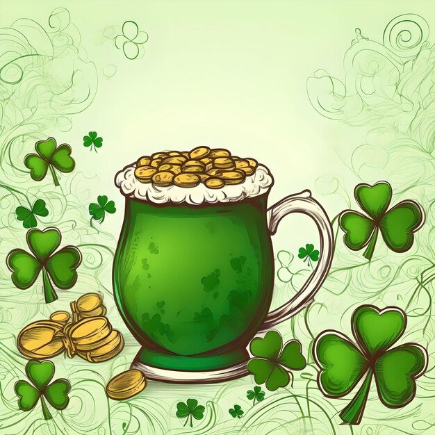 Hand Drawn st patricks Day In Flat Design Background