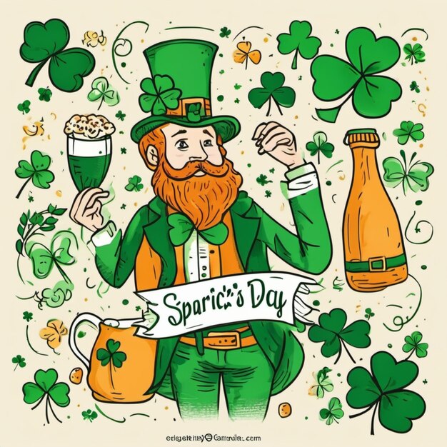 Hand Drawn st patricks Day In Flat Design Background