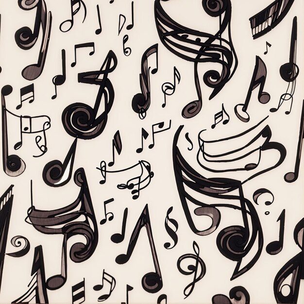 Photo hand drawn style musical note design