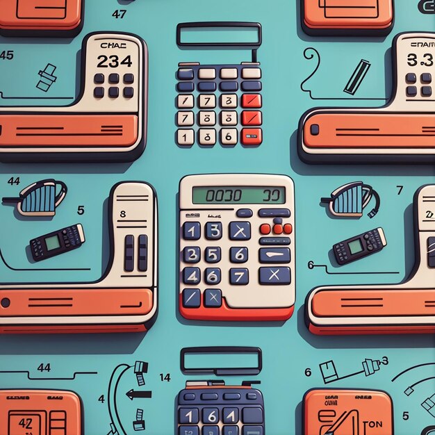 Hand drawn stylized calculator design vector illustration