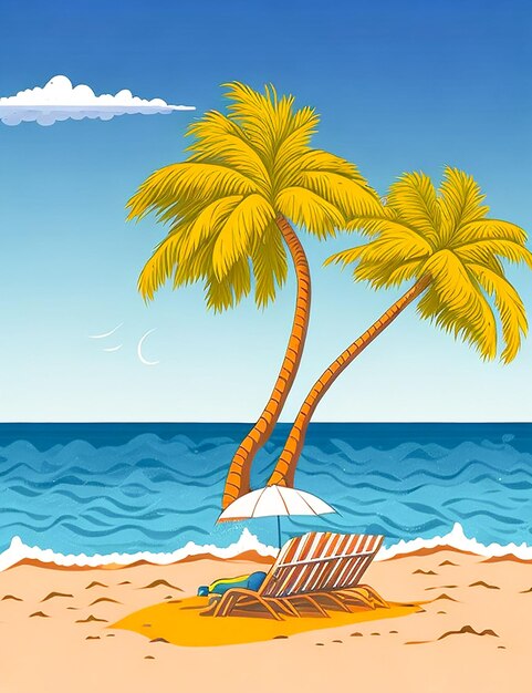 hand drawn summer illustration generate by AI