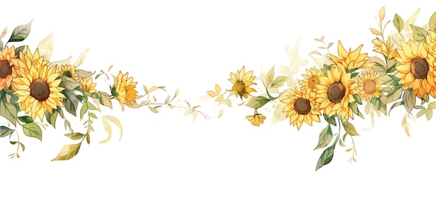 hand drawn sunflower border