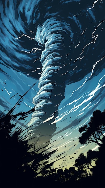 Hand drawn tornado natural phenomenon illustration